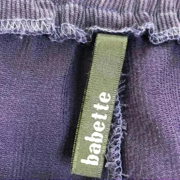 Babette Elastic Waist Pants Small Tapered Leg Ribbed Purple - Picture 6 of 6